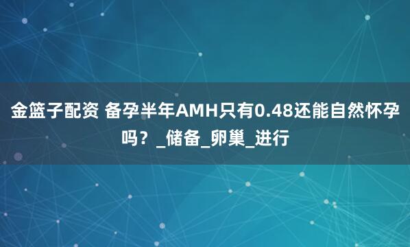 金篮子配资 备孕半年AMH只有0.48还能自然怀孕吗？_储备_卵巢_进行